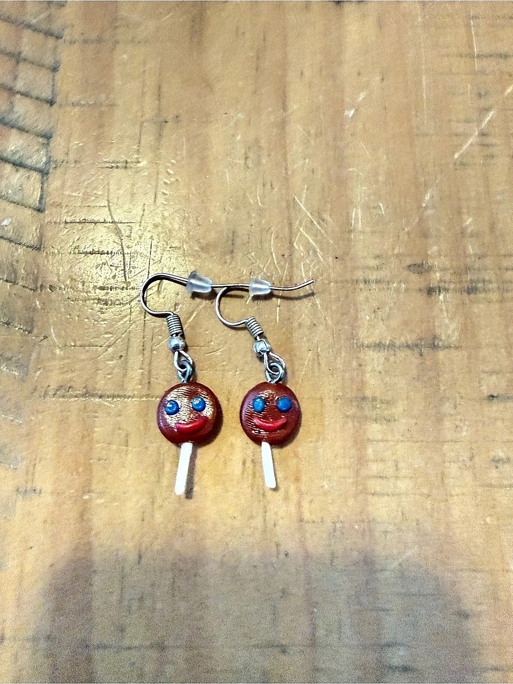 Mexican Red & Blue Lollipop Earrings New